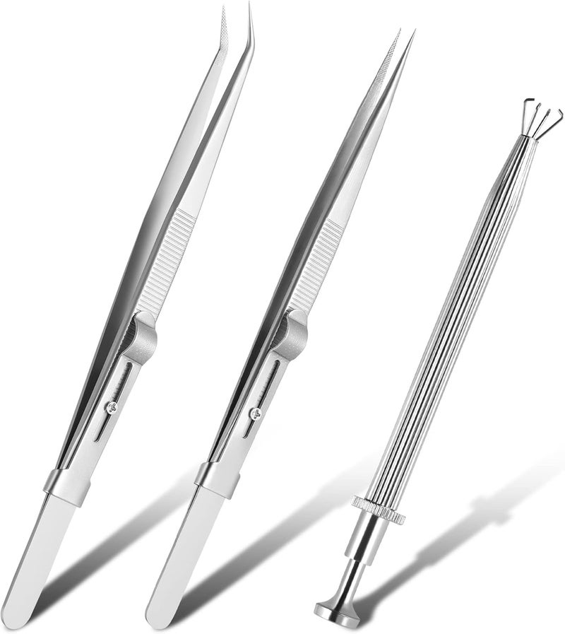 CC LOT 3 Pack Diamond Holder Pick Up Tool - Stainless Steel Tweezers with Diamond Claw and Stone Jewelry Grabber - Image 1